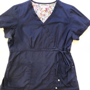 Navy blue koi scrub top